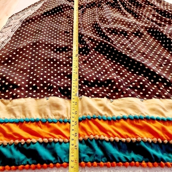 Boho Maxi Dress Smocked Tassled Print Flared Flowy Coachella Festival Sz Small - Picture 15 of 16